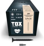 TOX Vis à fixation rapide DRY FG 3,9 x 25 mm, à chargeur pour montage rapide avec visseuse à chargeur, filetage fin, plaque de plâtre sur ossature métallique, 1000 pièces par carton, 142453253925