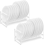 E-ROOM TREND White Dish Drainer Rack 2 Pack Plate and Utensil Shelf Detachable Dish Drying Rack for Kitchen Countertop Cabinet (DR345W)