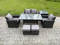 PE Wicker Outdoor Garden Furniture Set Patio Furniture Rattan Rectangular Dining Table Lounge Sofa