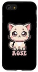 Coque pour iPhone SE (2020) / 7 / 8 Motif chat mignon pour fille avec nom rose