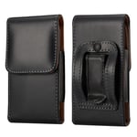 Universal Soft Pouch Leather Flip Case for Smartphones Black - (Max. Telefon: 165 x 83 x 18 mm)