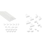 D-Line 2010W-400 White Micro Trunking Kit & Micro Cable Trunking Clip-Over Accessory Multipack Join Multiple Lengths of 20x10mm Micro+ Cable Cover 13 Piece Electrical Trunking Accessory