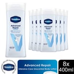 Vaseline Intensive Care Body Lotion Advanced Repair Fragrance Free 400ml, 8 Pack
