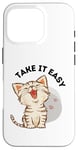 iPhone 16 Pro Take it easy with cute cat and cat paws design Case