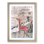 Big Box Art The Cry of The Stag by Harunobu Suzuki Framed Wall Art Picture Print Ready to Hang, Oak A2 (62 x 45 cm)