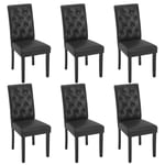 WOLTU Lot de 6 Chaises de Salle à Manger, Chaise de Salon avec Dossier Haut, Chaise de Cuisine Rembourrée, Chaise en Similicuir avec Pieds en Bois Massif, Noir, EZS20sz-6