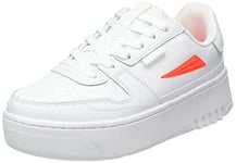 FILA Femme FXVENTUNO Platform WMN Basket, White-Fiery Coral, 37 EU