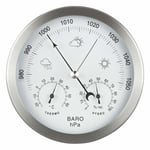 Gardenmate Analog Väderstation 14 cm Barometer Termometer Hygrometer, Ram i rostfritt stål