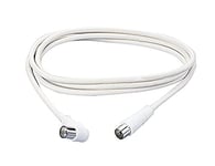 Poly Pool PP0619 Coaxial TV Cable - Antenna Axial Plug and 90° Plug Diameter 9.5 mm 1.5 m White