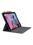 Logitech Slim Folio - keyboard and folio case - QWERTZ - German - oxford grey - Tastatur & Foliosett - Tysk - Grå