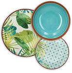 Tognana Jungle, Service de Vaisselle pour 6 personnes, 18 pièces, Porcelaine Multicolor