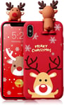 Noël Coque Pour Iphone Xr 6,1"" Souple Rouge Silicone Tpu Etui Avec Noël 3d Wapiti Poupée Et Motif, Antichoc Housse De Protection Bumper Case Cover Pour Iphone Xr[Iph232967]