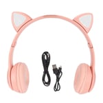 Bluetooth-kuuloketuki Muistikortti Taitettava söpö Cat Ear Langattomat kuulokkeet LED-valolla lapsille Puhelin Kannettava Pinkki