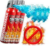 ReinoldMax Compact Fire Extinguisher - ALL IN ONE - for Home, Car, Camping, Caravan Kitchen, Campervan, Gas BBQ - Aerosol ALL in 1 Fire Extinguisher 3 x 750ml Suitable for ALL FIRES