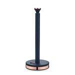 Tower T826133MNB Cavaletto Towel Pole Kitchen Roll Holder with Soft Underliner, Midnight Blue and Rose Gold