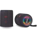 Aiwa BST-250 Enceinte Bluetooth Amovible TWS avec éclairage RVB en Couleur, Son stéréo 2 x 10 W, étanche IPX5, Batterie Rechargeable et Compatible avec Android/iOS. Couleur : Noir.