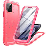 Cozycase Coque pour iPhone 12 Pro Max Étanche Antichoc Rose - 360 degres Incassable Militaire Rigide Intégrale Case/Bumper/Housse 【IP68 Waterproof/Imperméable】 Etui Anti Choc Eau - Rose