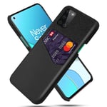 OnePlus 8T Plast Deksel med Stoff / Skinnovertrekk & Lommebok - Svart