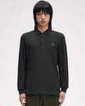 Fred Perry Mens Long Sleeve Plain Signature Polo Shirt - Dark Green - Size Medium