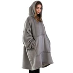 Good Nite Pull Plaid a Capuche Femme & Homme Sweat à Capuche,Couverture Sweat Plaid Avec Grandes Poches,Blanket Hoodie,Tissu Sherpa Doux et Chaud,Adulte (Gris, 98x100cm)