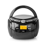 CD-spelare Boombox | Batteridriven / Strömadapter | Stereo | 9 W | Bluetooth | FM | USB-uppspelning | Bärhandtag | Svart