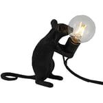 Mouse Table Lamp Creative Resin Desk Light Bedside Lamp Light Home Room Decor, It's The Perfect Light Fixture to Home and Any Place You Like (Black, Sitting)