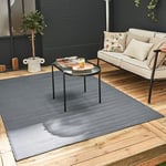 THE RUGS Urban Collection Outdoor Rug - Easy to Clean, Waterproof Plastic Outdoor Rugs for Garden, Patio, Balcony, Camping - Contemporary Plastic Straw Rug - Mono Anthracite, 180x270cm