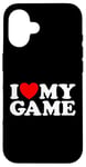 Coque pour iPhone 16 J'adore mon jeu Funny On Gamer Win Play Sport, fan de jeux vidéo