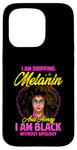 Coque pour iPhone 15 Pro Black Girl Lunettes de soleil Magic Afro Woman Honey Drip Rose vif