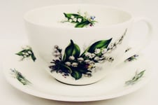 Lily of the Valley Breakfast Cup & Saucer Bone China Lilies Cappuccino Latte Set