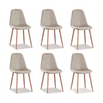 Designetsamaison - Lot de 6 chaises scandinaves tissu beige - Ela