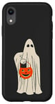 Coque pour iPhone XR Coque motif fantôme effrayant d'Halloween sur fond noir