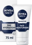 Nivea Men Sensitive Face Moisturiser (75Ml), Men'S Moisturiser with 0% Alcohol