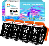 202Xl Cartouches D'Encre Noir Compatibles Avec Epson 202 Xl 202Xl Cartouche Encre Pour Imprimante Expression Premium Xp6000 Xp6005 Xp6100 Xp6105 Xp-6000 Xp-6005 Xp-6100 Xp-6105, 4-[DYJ072513]