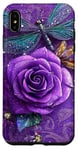 Coque pour iPhone XS Max Jolie rose violette et libellule avec étoiles libellules violettes