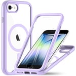 Hensinple Magnétique Coque pour iPhone SE 2022/iPhone SE2020/iPhone 8/iPhone 7 4,7 Pouces avec Protection D'écran, Compatible avec MagSafe, 360 Degrés Antichoc Protection Etui Housse - Violet