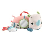 Fisher-Price Jouet peluche Mon Rhinocéros à Plat Ventre collection Planet Friends avec activités sensorielles, pour bébés dès la naissance, HYR55