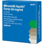 Minoxidil Apofri Forte 50 mg/ml Minoxidil, kutan lösning, 3x60 ml