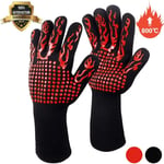 Gants de Barbecue,Gants de Cuisine,Gants de Four Antidérapants en Silicone Anti-Chaleur Jusqu'à 800°C Certifié EN407,Gants Silicone BBQ pour Le