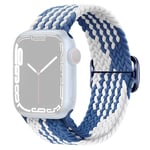 SKALO Punottu -ranneke Apple Watch Series 7-9 41mm - Sininen-Valkoinen