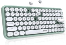 X Ajazz 308I Clavier Sans Fil Rétro, Bluetooth Silent Cute Computer Keyboard, Keycaps Punk Ronds, Compact 84 Touches,Texture Mate, Typewriter Design, Qwerty, Multidispositif Pour Pc Mac-Vert