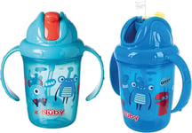 Nuby Flip N Sip Water Bottle - No Spill Sippy Cup | 240ml / 8oz | Twin Handle |