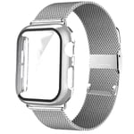 Magnetisk Loop+ fodral för Apple Watch Band 44mm 40mm Iwatch Band 41mm 45mm Metallband Armband Correa Apple Watch Series Watch 6 4 3 7 silver