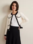 Phase Eight Libby Knit Wool Blend Cardigan, Ivory/Black