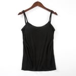 Vadderad mjuk BH Linne Spaghetti Camisole med inbyggd Black XL