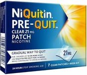 NiQuitin Nicotine Patch - Pre-Quit Patch - 21 mg - 7 Clear Nicotine Patches 1 Week Kit - Stop Smoking Aid - Invisible Nicotine Patches - Gradually Quit Smoking