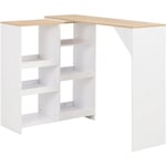 Kalisse - Table de bar avec tablette amovible Blanc 138x39x110 cm