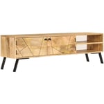 Meuble télé buffet tv télévision design pratique bois de manguier massif 140 cm