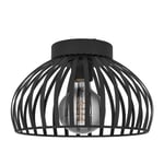 EGLO Ceiling light fixture Mogano 3, flush-mount ceiling lamp in monochrome design, black metal living room and hallway lighting, E27 socket, Ø 11 in