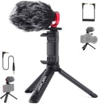 Microphone Externe Micro Vidéo en Métal avec Trépied de Table Prise Jack 3,5 mm pour Caméra Vlog Interview Youtube Streaming Tiktok